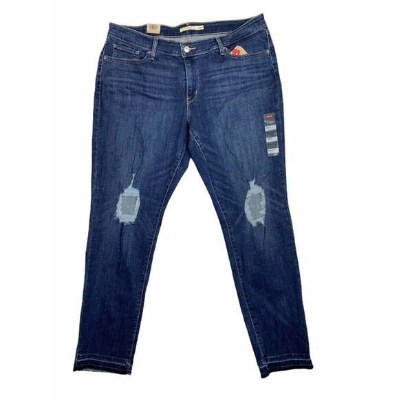 Levi's Women's Plus 711 Blue Denim Distressed Skinny Jeans Size 20W - Picture 2 of 11